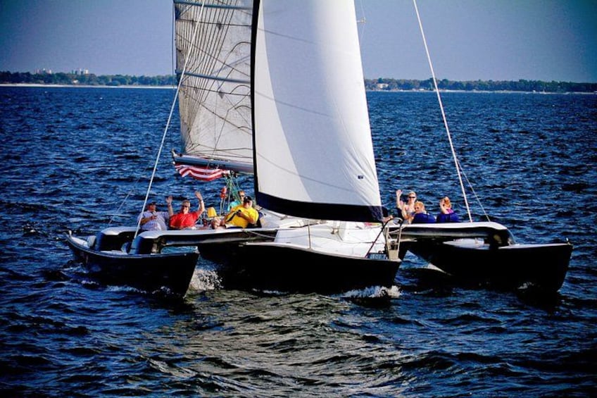 No leaning = No seasickness on our incredible Condor racing trimaran! 1