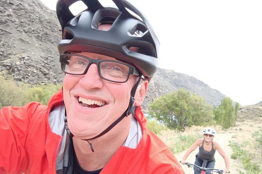David (Trail Company Owner) and his wife Alexine riding the Roxburgh Trail. A beautiful trail, enjoying the quietness of the Roxburgh Gorge (a.k.a 'The Otago Rockies!) 1