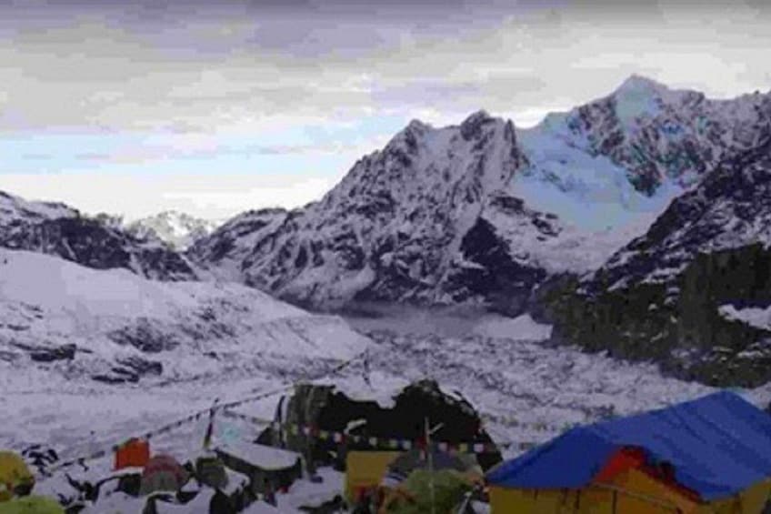 A snowy mountain landscape with a clear sky. 2
