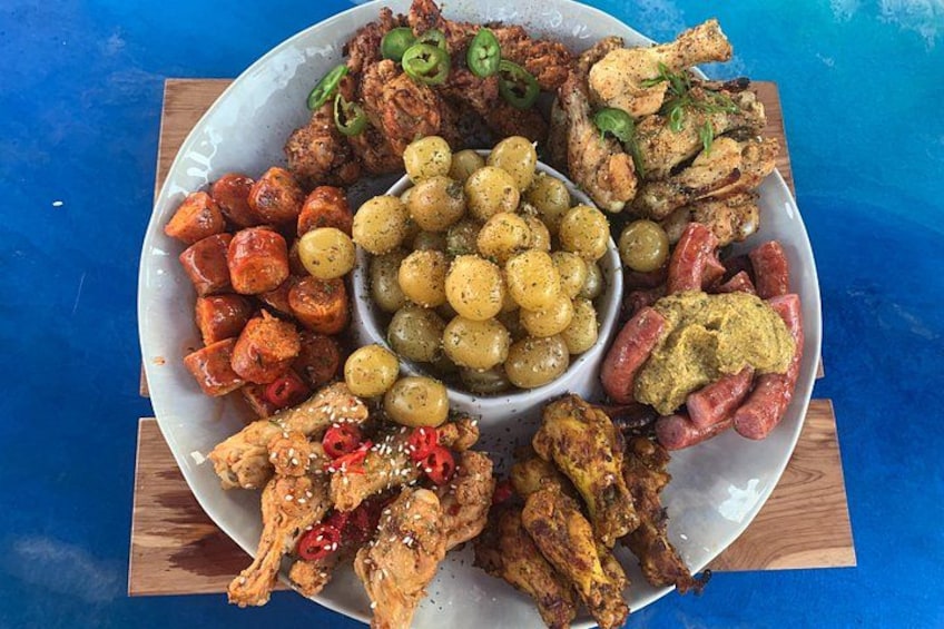 Enjoy snacks and a meal made to your preference sheet. Vegetarians - we got you covered, too! 3