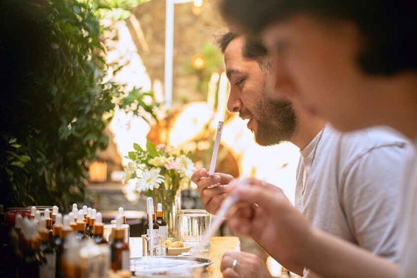 Collaborative creativity as participants explore different scents during the perfume making workshop in Istanbul 5