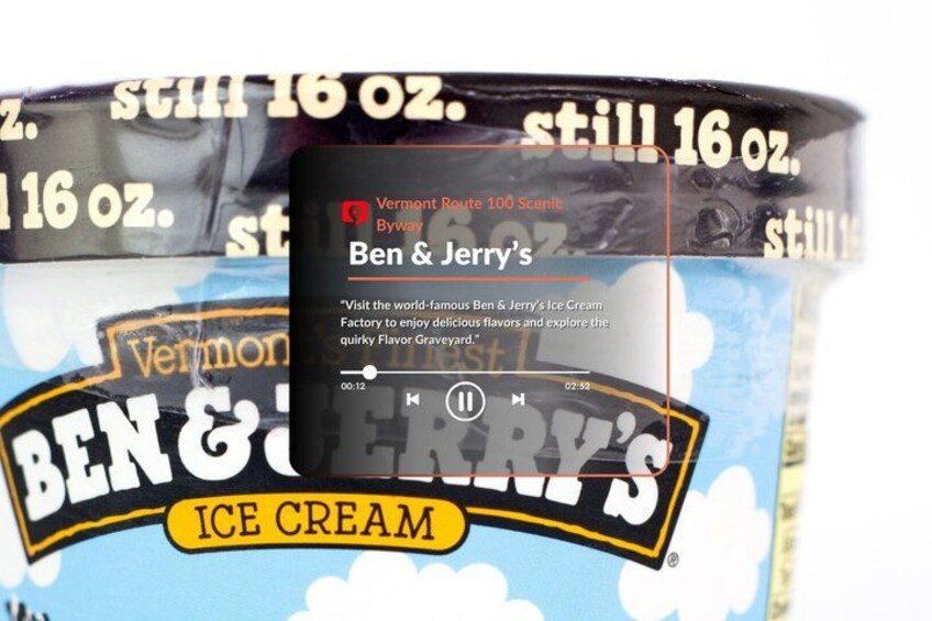 Un envase de helado Ben & Jerry's con sabor a Vermont River 100 Scents Byway. 2