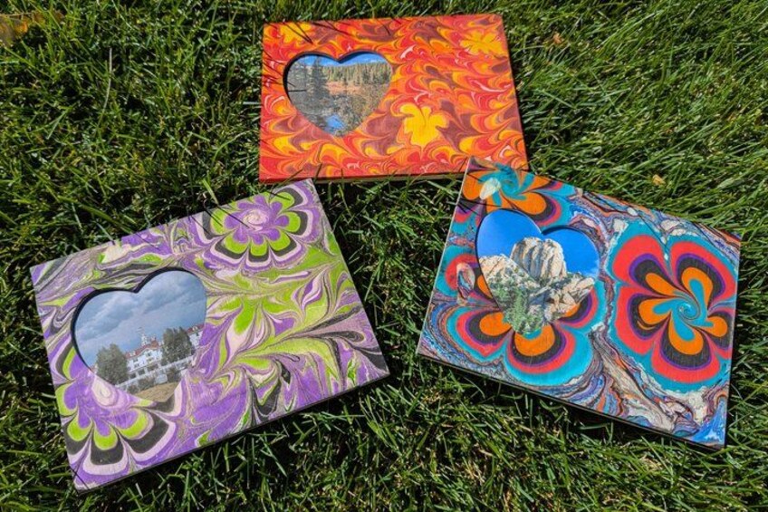 Marbling on Rice Paper, Frame, Hat, Sketchbook, Book Bag or Clock 4