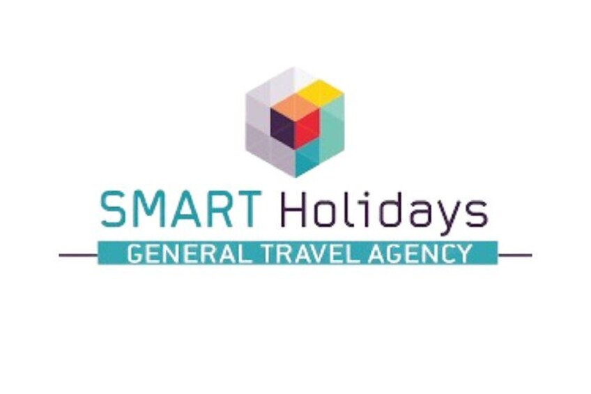 A logo with a cube graphic and the text 'SMART Holidays General Travel Agency'. 2