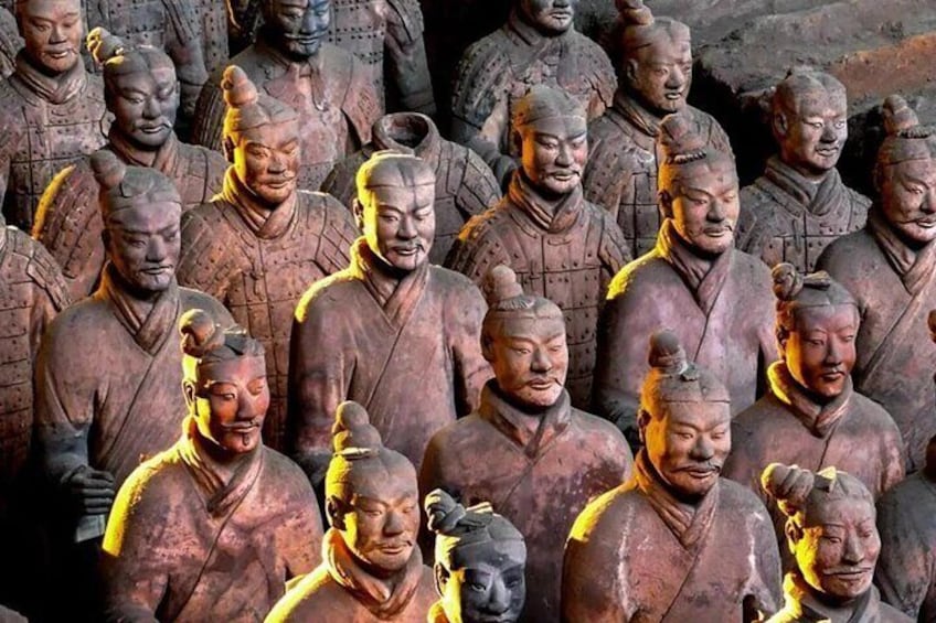 A group of terracotta warrior statues. 4