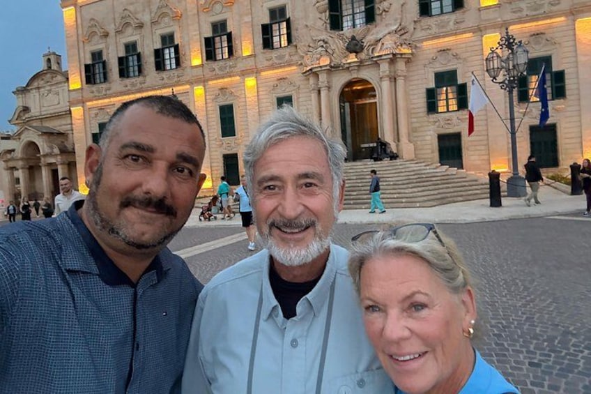 With Clients, outside Auberge de Castille 3