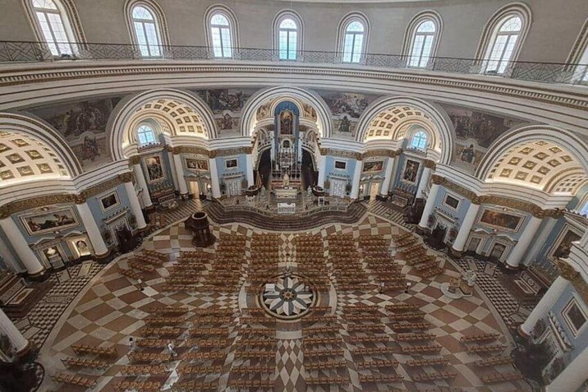 An internal view of Mosta Dome, which can be seen from the top. 5