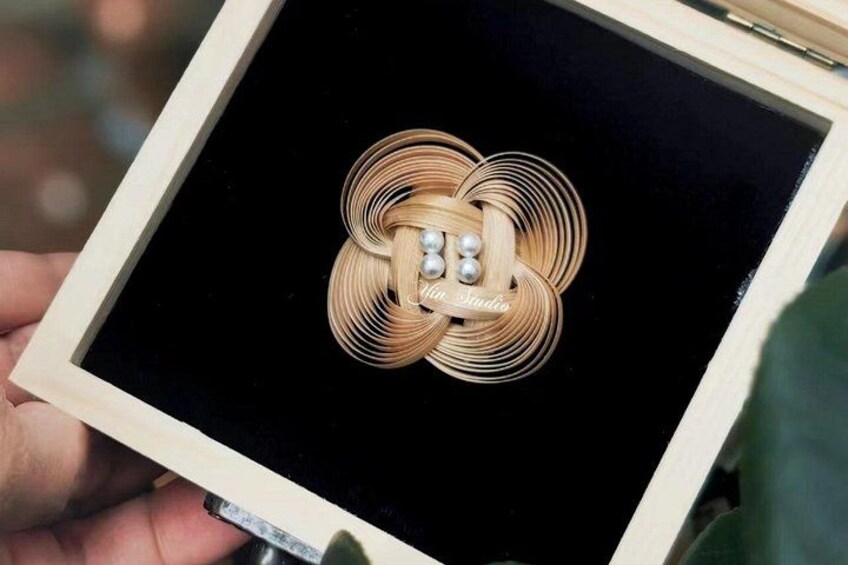 Camellia Jewelry: Bamboo Weaving for Brooch, Earring & Ring 4