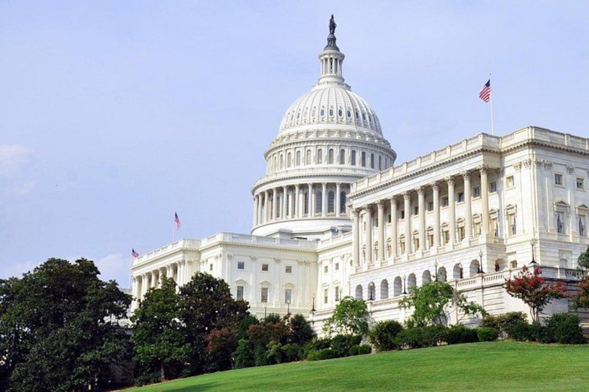 The United States Capitol building with its dome and columns. 2