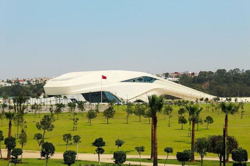 The magnificent Grand Theatre of Rabat, located near the Bouregreg River, showcasing its avant-garde design by Zaha Hadid. 2