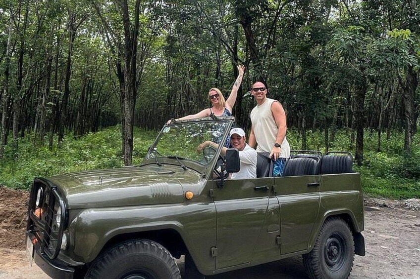 Jeep among the rubber trees 1