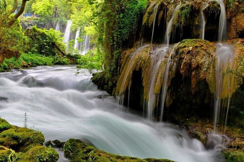 A waterfall in a lush forest. 2