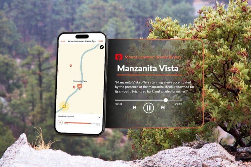 Un téléphone intelligent affichant une carte sur laquelle est indiqué un lieu appelé « Manzanita Vista ». 5