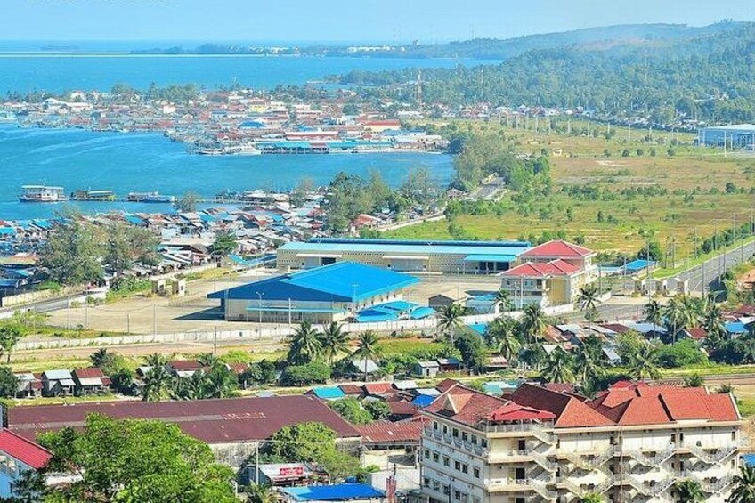 Sihanoukville Serene Mountain View with Docked Boats and Greenery 4