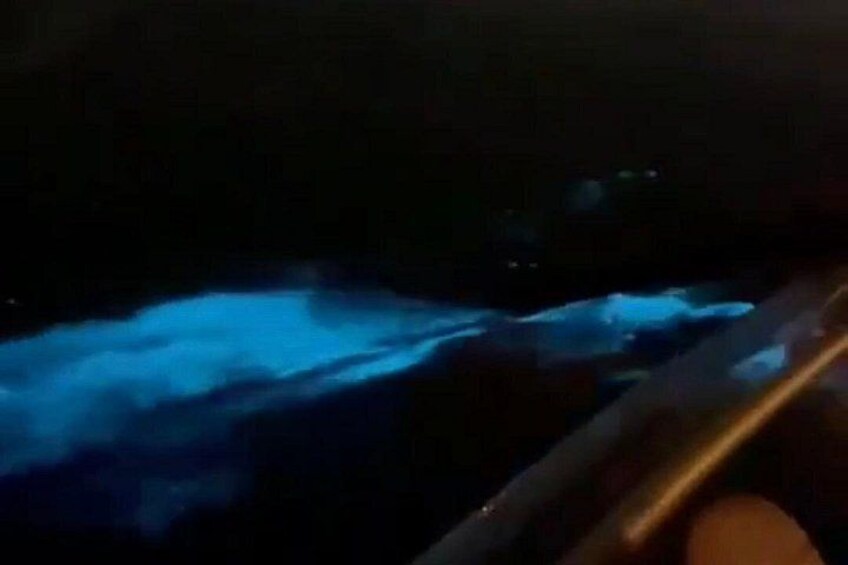 A dark scene with a blue light source. 3