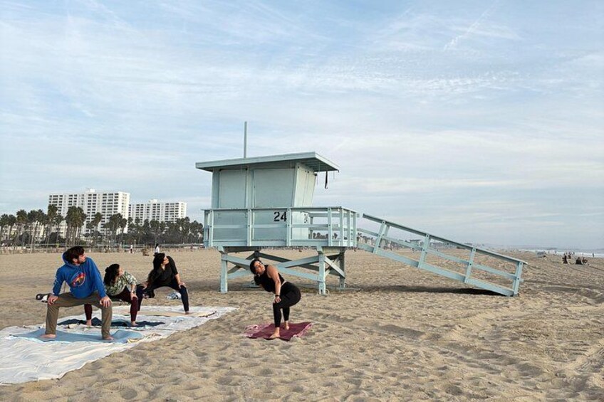 Yoga on Santa Monica Beach 1