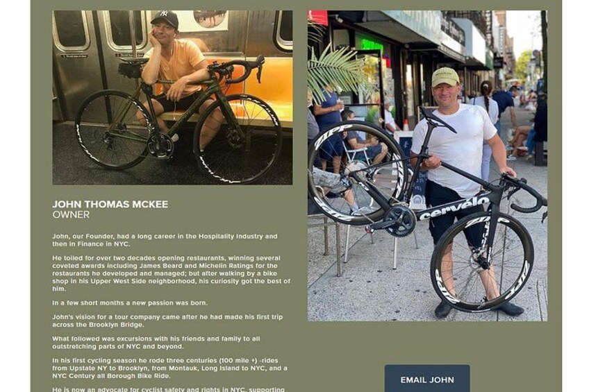 Een man met een fiets in een stadsomgeving. 3