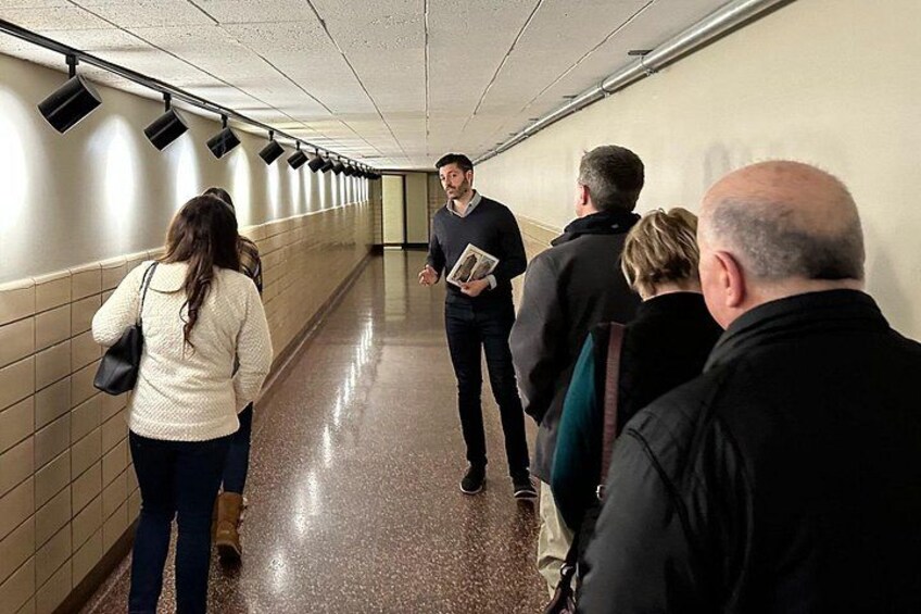 We explain the purpose of the tunnels and show photos of how they looked in the past. 3