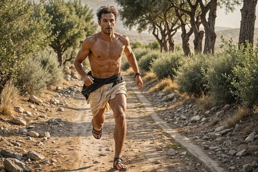 Relive the legend of Pheidippides, the ancient Greek runner whose heroic journey inspired the modern marathon. This striking representation captures the spirit of endurance and victory. 5