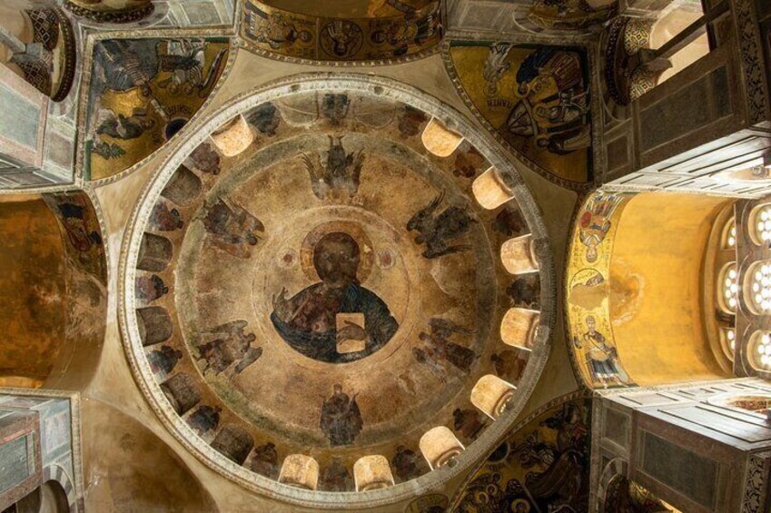 The breathtaking dome of Hosios Loukas Monastery, adorned with a magnificent fresco of Christ Pantocrator 4