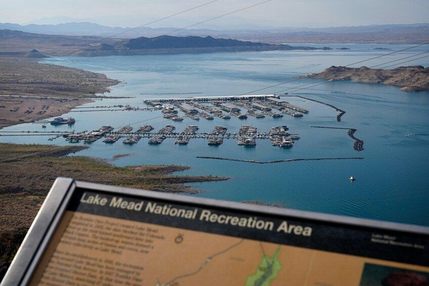 Mapa del área recreativa nacional Lake Mead con barcos y muelles. 2