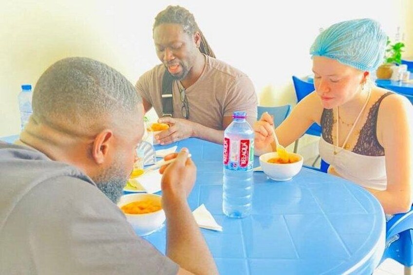 Guest having a taste of meal 2