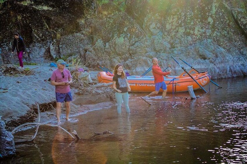 Skipping rocks on the Rogue River in the evening 2