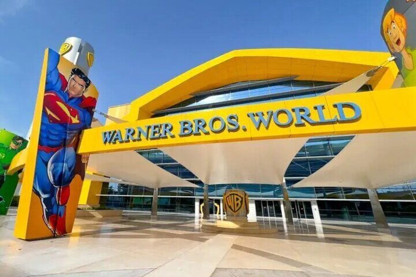 Warner Bros. World with a Superman statue in front. 4
