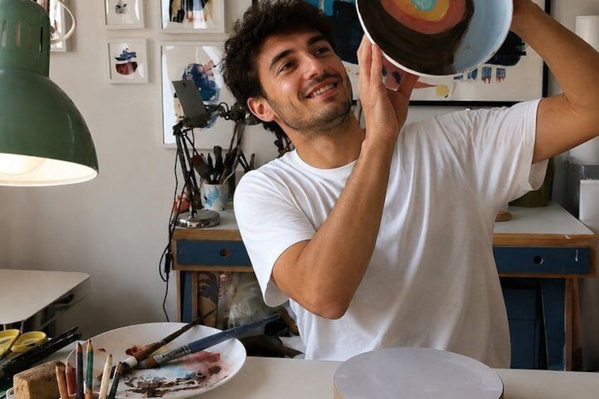 Ceramic Painting Workshop in Milan Studio with Local Artist 3