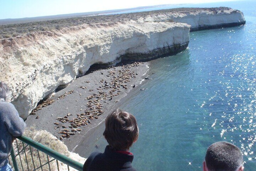 A coastal area with cliffs and a beach. 2