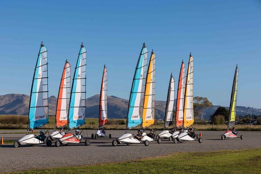 Blokarts suitable for ages 8 to 80+ with tandem karts available for those not ready to go it alone. 1