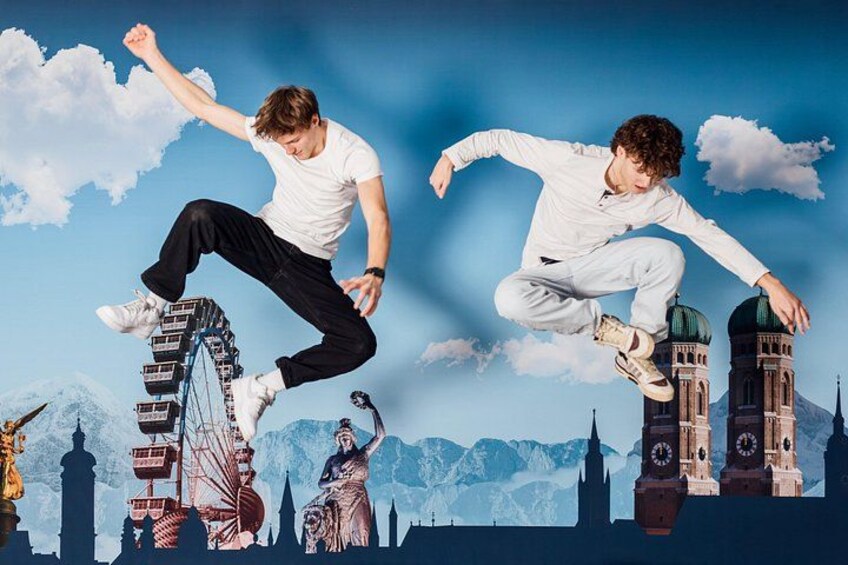 Trampoline shoot over the Munich skyline 2