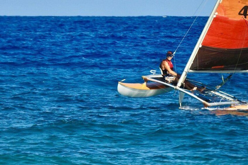 That's me, relaxing on our Hobie14, contact us if you fancy dinghy sailing as well! 4