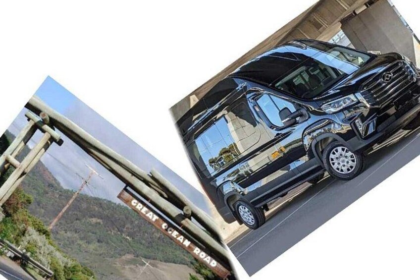 Un SUV negro estacionado frente a un edificio con un cartel que dice 'CREAT CLEAN ROAD'. 3