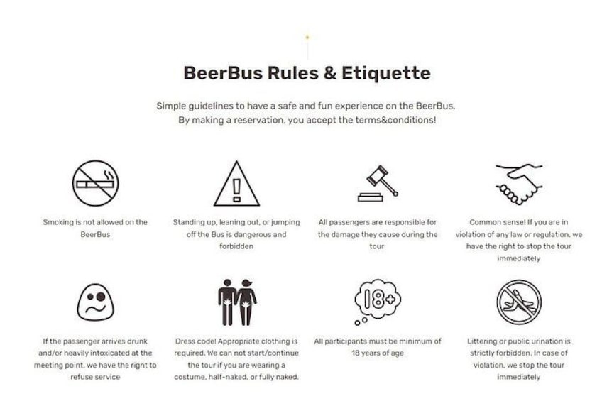 A list of beer bus rules and etiquette. 2