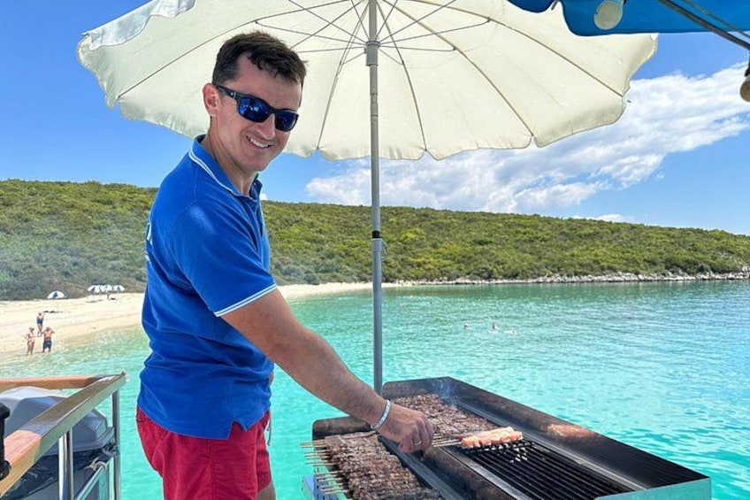 Captain preparing his famous souvlaki! 5