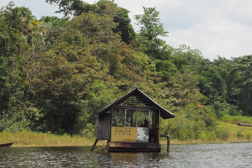 A wooden houseboat named 'PARE' on a calm river surrounded by lush greenery. 3