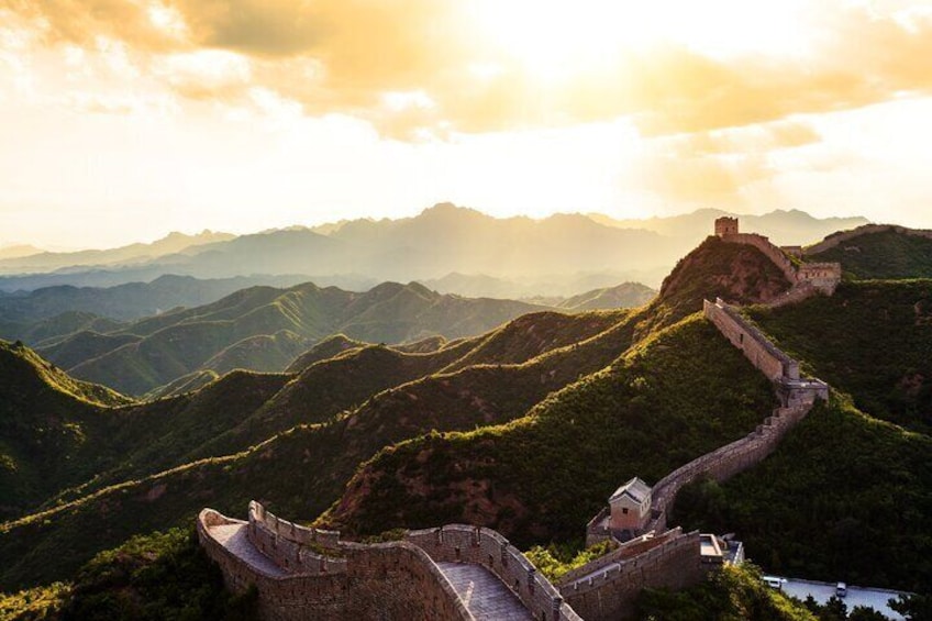 The Great Wall of China winding through mountainous terrain. 2
