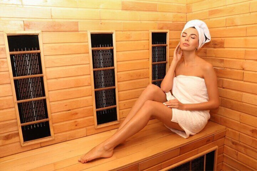 Enjoy a Infrared Sauna & Tropical Outdoor Rain Shower 