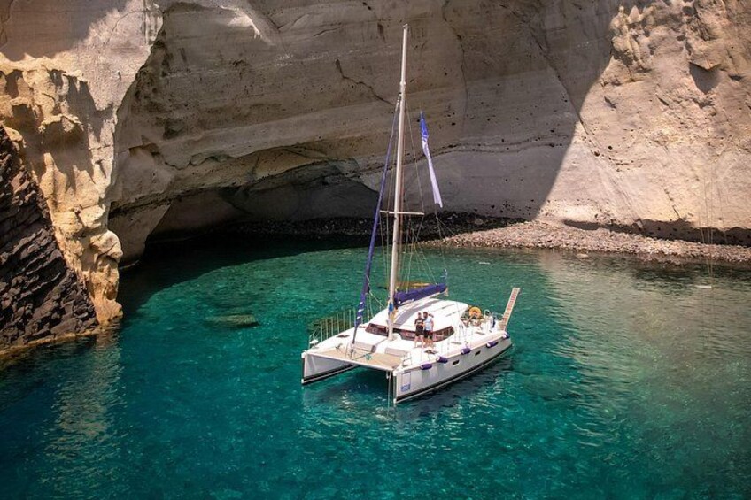Catamaran Full-Day of Milos and Poliegos With Lunch & BBQ 1