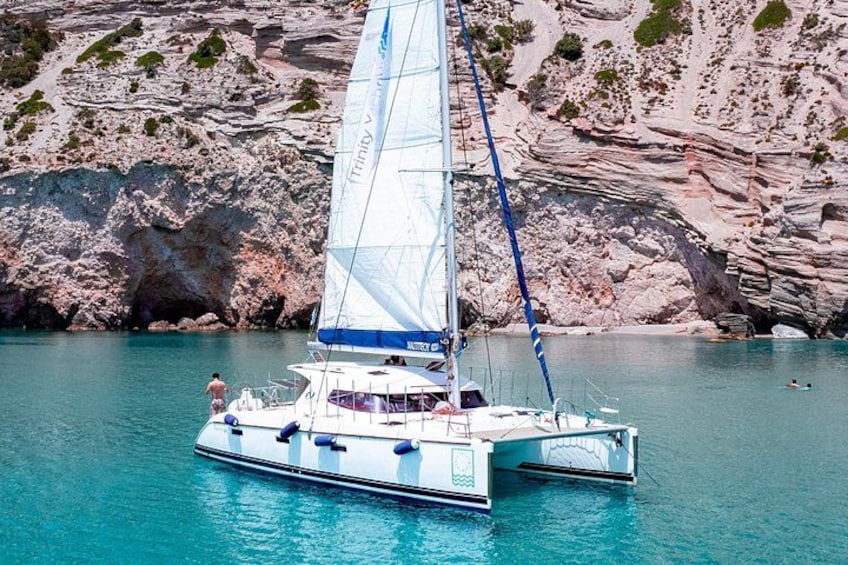 Catamaran Full-Day of Milos and Poliegos With Lunch & BBQ 5