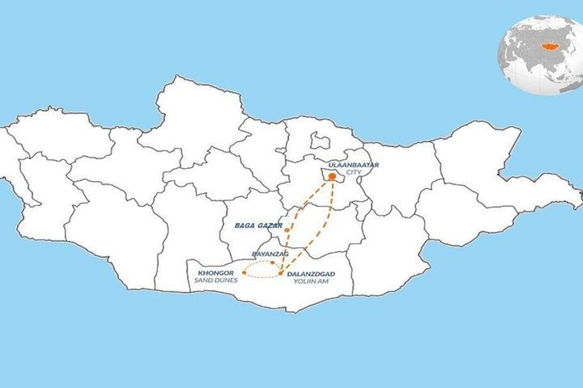 A map of a region with marked cities and dotted lines indicating routes. 2