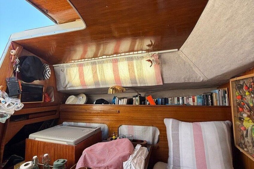 Aperitif on the island in vintage sailboat 2