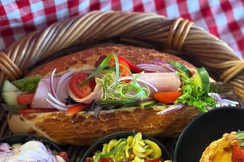 Enjoy a roll, salad and sweet treat 5