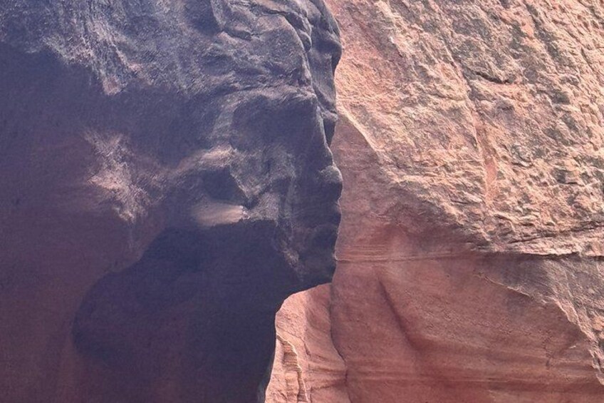 A canyon with a prominent rock face. 2