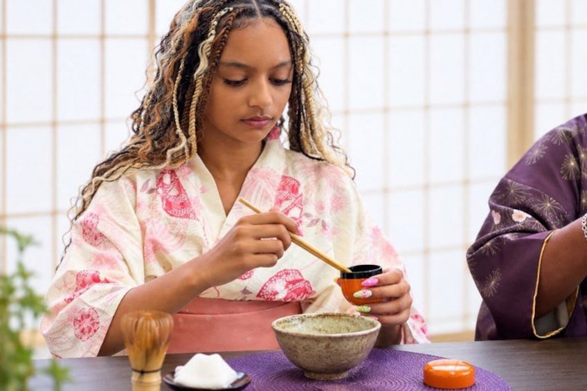Tokyo Tea Ceremony in Asakusa with Kimono, Matcha & Wagashi 4