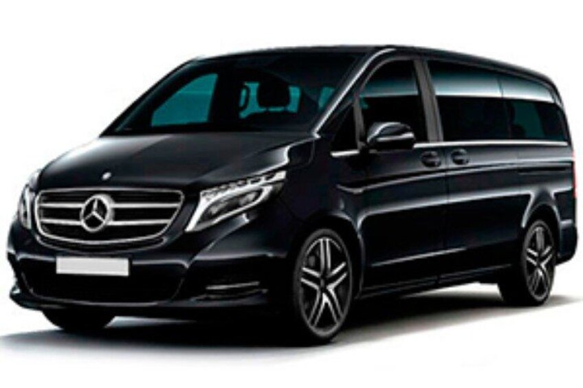 A black Mercedes-Benz minivan. 3