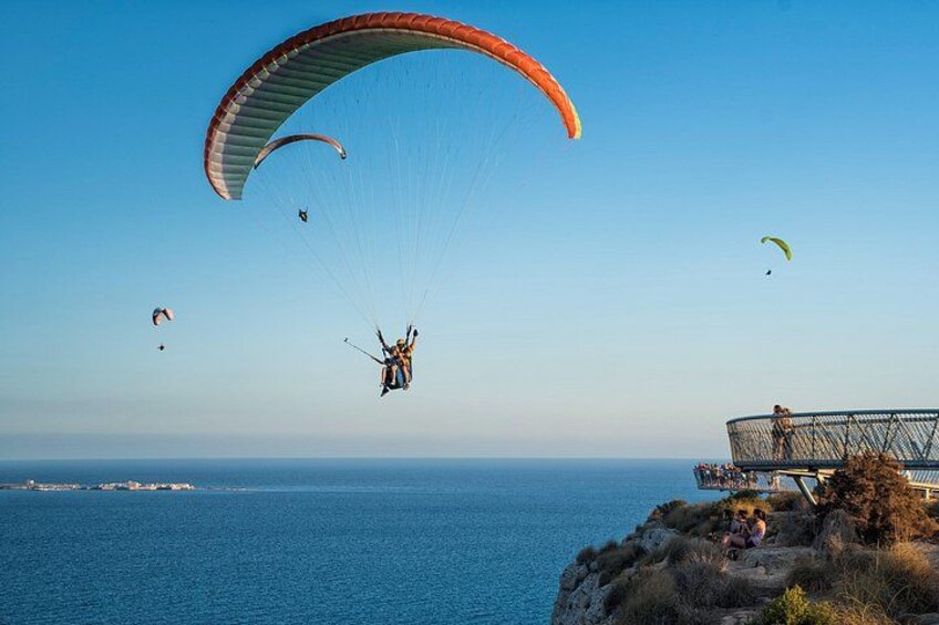 Paragliding flight through Santa Pola Lighthouse 1