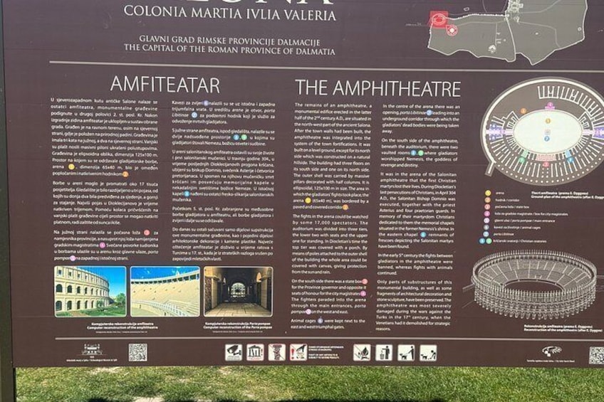 Señal informativa sobre el Anfiteatro en Colonia Martia Iulia Valeria. 5
