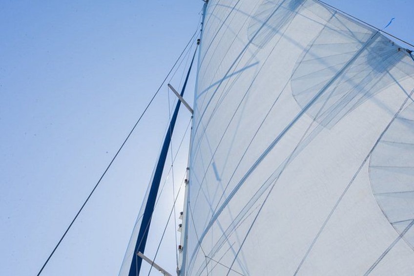 A sailboat with a clear sky in the background. 2